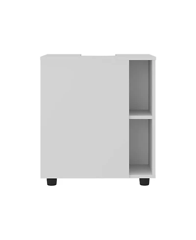 Parade Under Pedestal Sink Cabinet, 1 Door, 5 Open Compartments, Melamine Finish, White