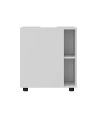Parade Under Pedestal Sink Cabinet, 1 Door, 5 Open Compartments, Melamine Finish, White