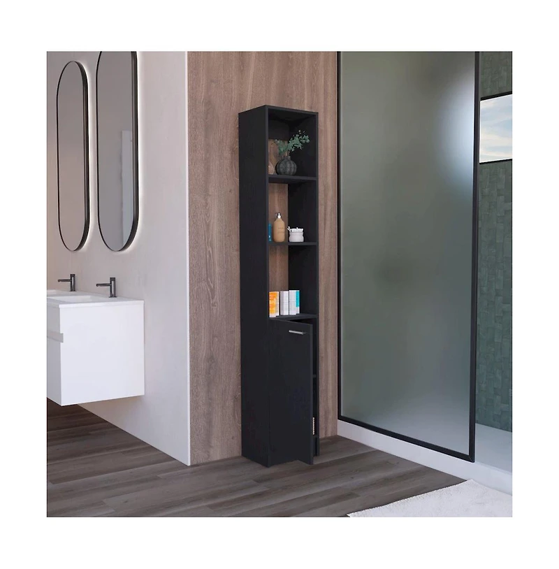 Tuhome Parks Linen Cabinet Black Mdf