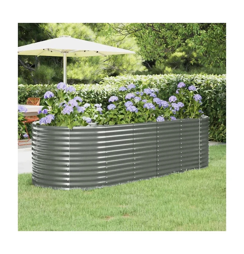 VidaXLGarden Raised Bed Grey Powder-coated steel Large