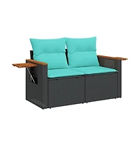vidaXL Garden Sofa Black, Blue