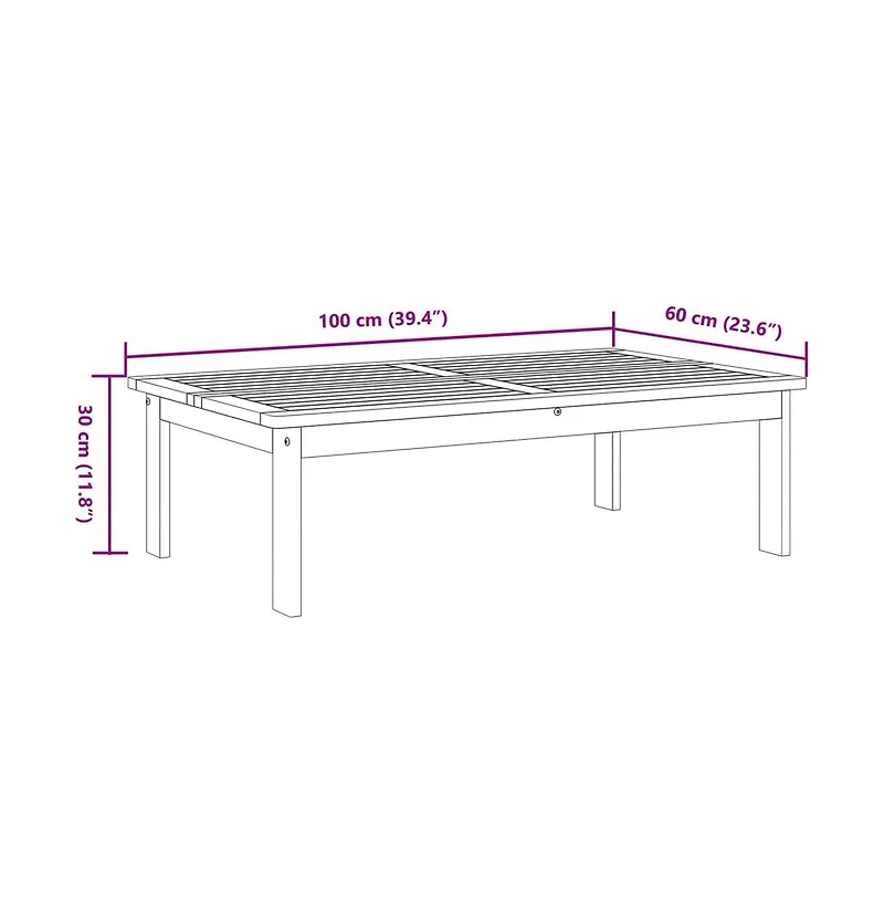 Patio Table 39.4"x23.6"x11.8" Solid Wood Acacia