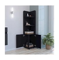 Tuhome Malibu Corner Linen Cabinet Black Mdf