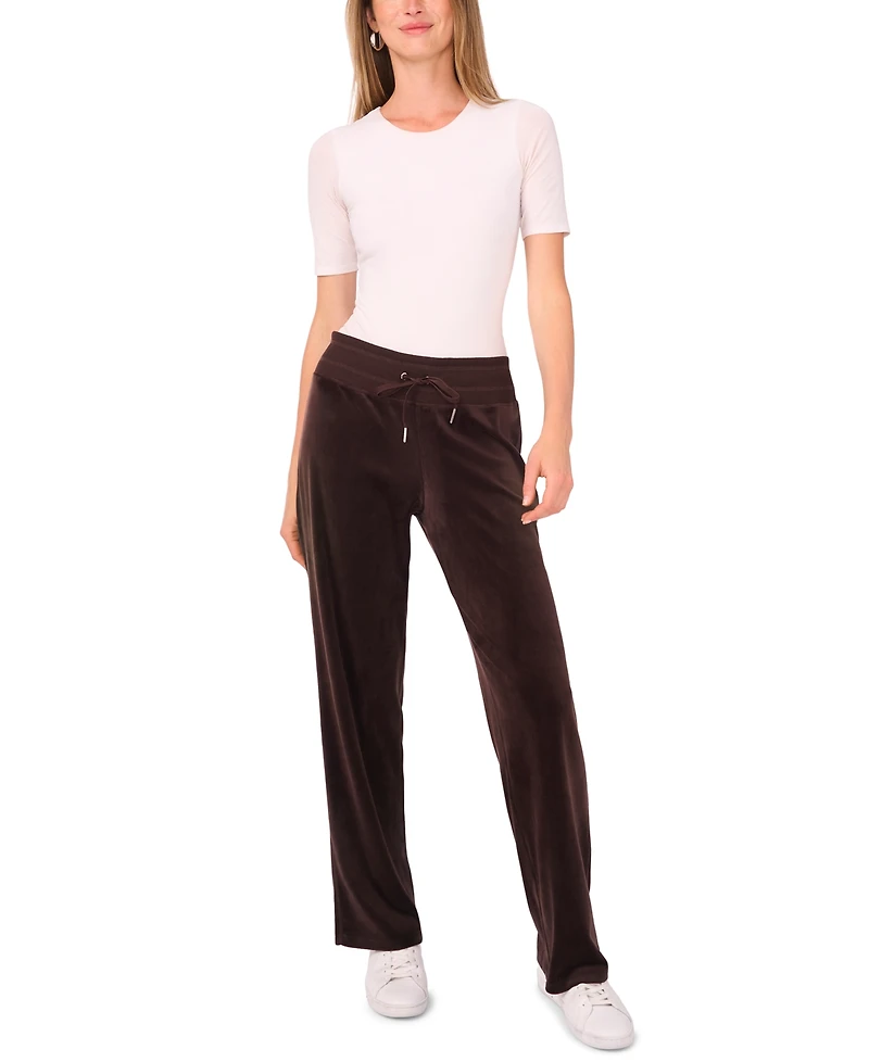 Vince Camuto Women's Velour Drawstring-Waist Straight-Leg Pants