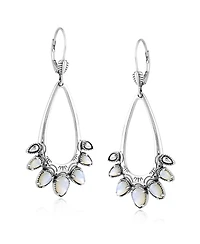 American West Jewelry Sterling Silver White Mother of Pearl Open Pear Gemstone Lever Back Earrings