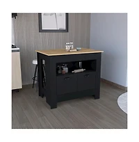 Tuhome Arlet Kitchen Island Black/Macadamia Mdf