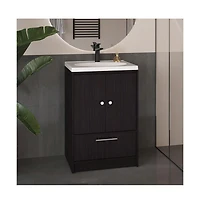 Tuhome Bathroom Vanity with Two Doors, Madison Black Mdf