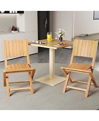 Costway 4 Pcs Folding Patio Chairs with Inclined Backrest Teak Wood Outdoor Dining Chairs