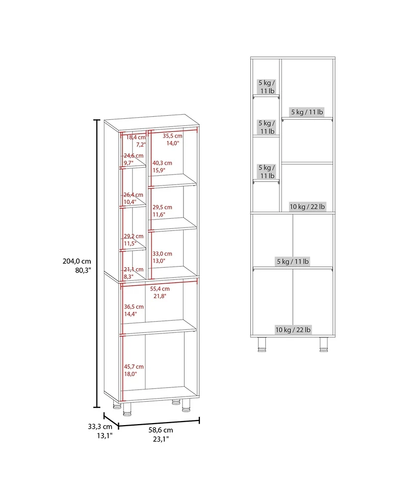 Florence Kitchen Pantry, Multiple Open and Closed Shelves, Modern Design, White