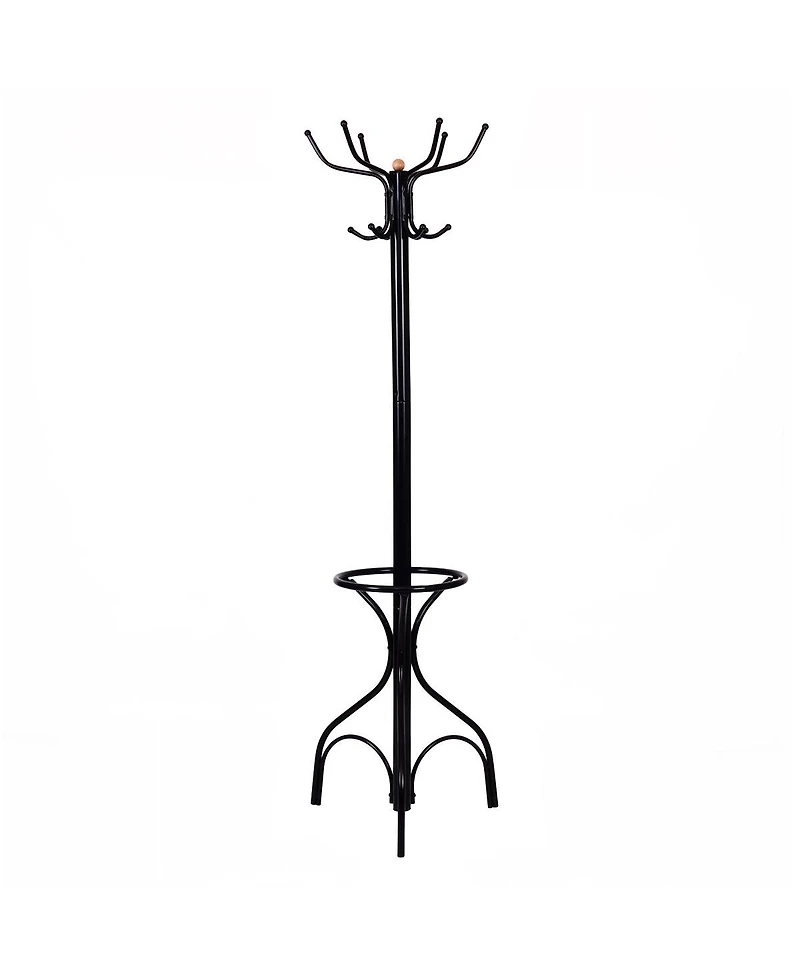Costway Metal Coat Hat Rack Organizer Clothes Hanger Hooks Tree Stand Umbrella Holder