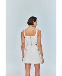 Jendue Us Women's Ron 3D Denim Mini Skirt - Unique White Asymmetrical