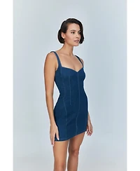 Jendue Women's Sosa Denim Mini Dress - Sleeveless Bodycon Jean