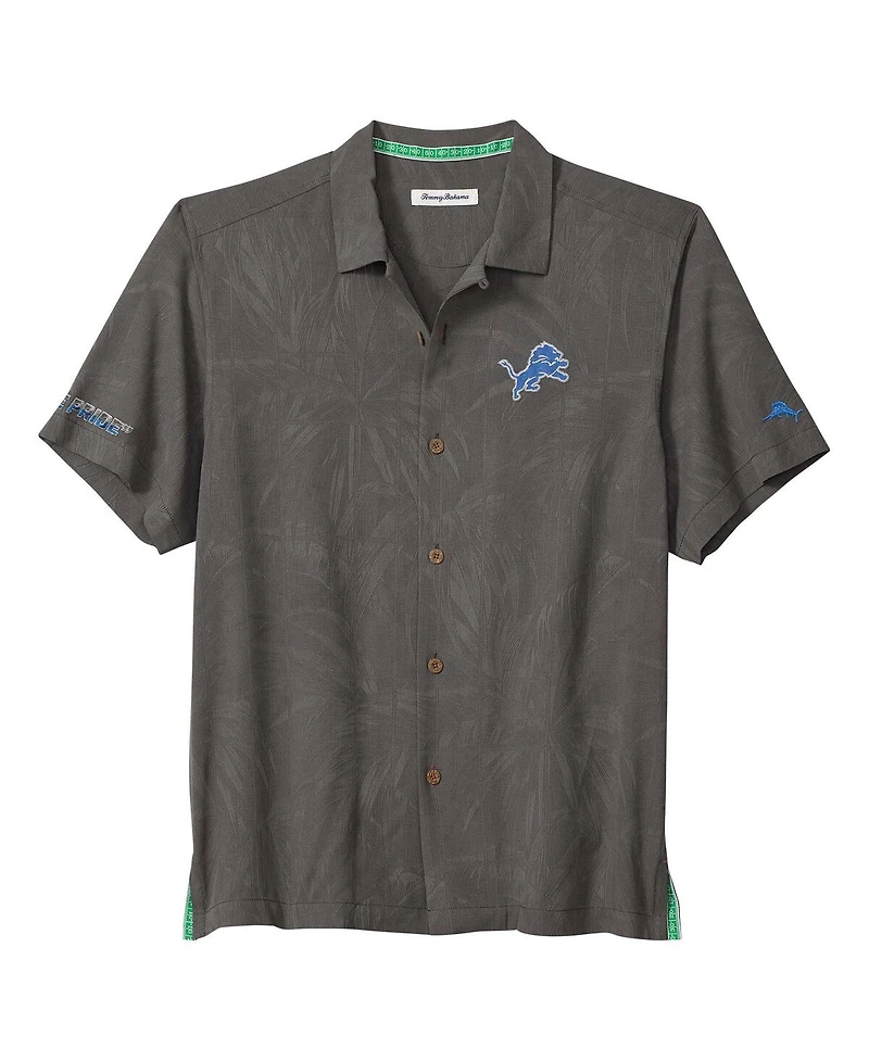 Tommy Bahama Men's Gray Detroit Lions Endzone Paradise Coolmax Button-Up Shirt