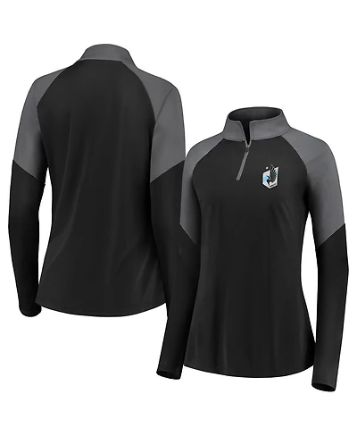 Fanatics Women's Black Minnesota United Fc Interlock Quarter-Zip Pullover Sweatshirt