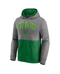 Fanatics Men's Heather Gray/Heather Green Oregon Ducks Block Party Pullover Hoodie