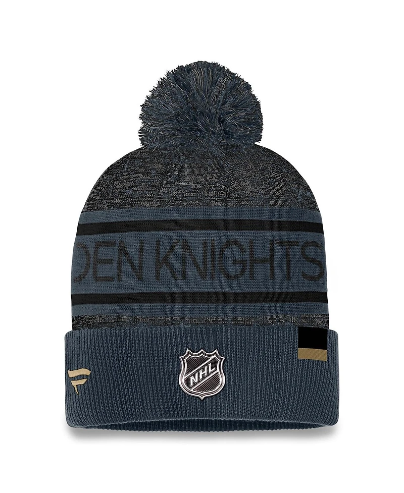 Fanatics Men's Gray Vegas Golden Knights Authentic Pro Cuffed with Pom Knit Hat
