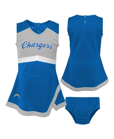 Outerstuff Girls Preschool Powder Blue Los Angeles Chargers Two-Piece Cheer Captain Jumper Dress with Bloomers Set