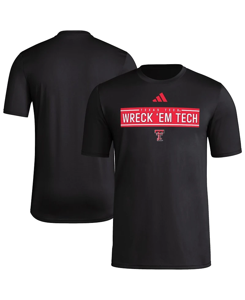 Adidas Men's Black Texas Tech Red Raiders Locker Slogan Pre-Game T-Shirt