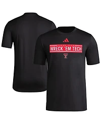 Adidas Men's Black Texas Tech Red Raiders Locker Slogan Pre-Game T-Shirt