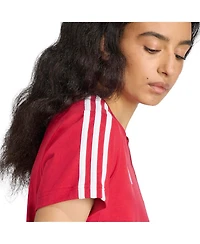 Adidas Women's Red Liverpool Three-Stripes T-Shirt