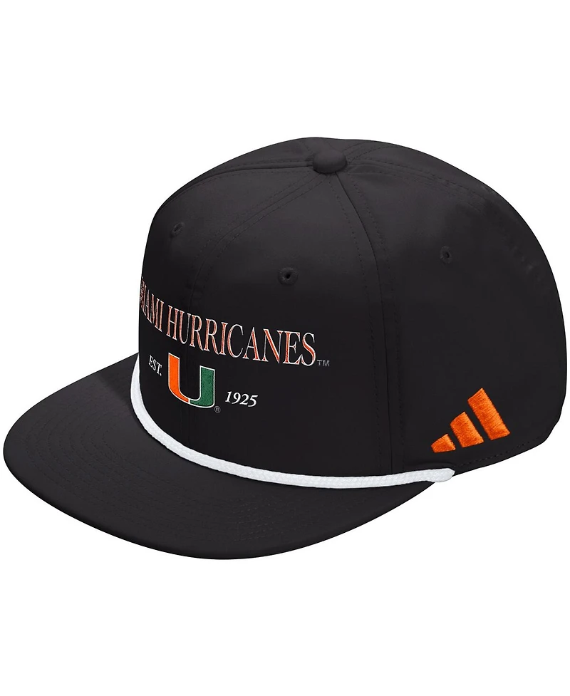 Adidas Men's and Women's Black Miami Hurricanes Seasonal Rope Adjustable Hat