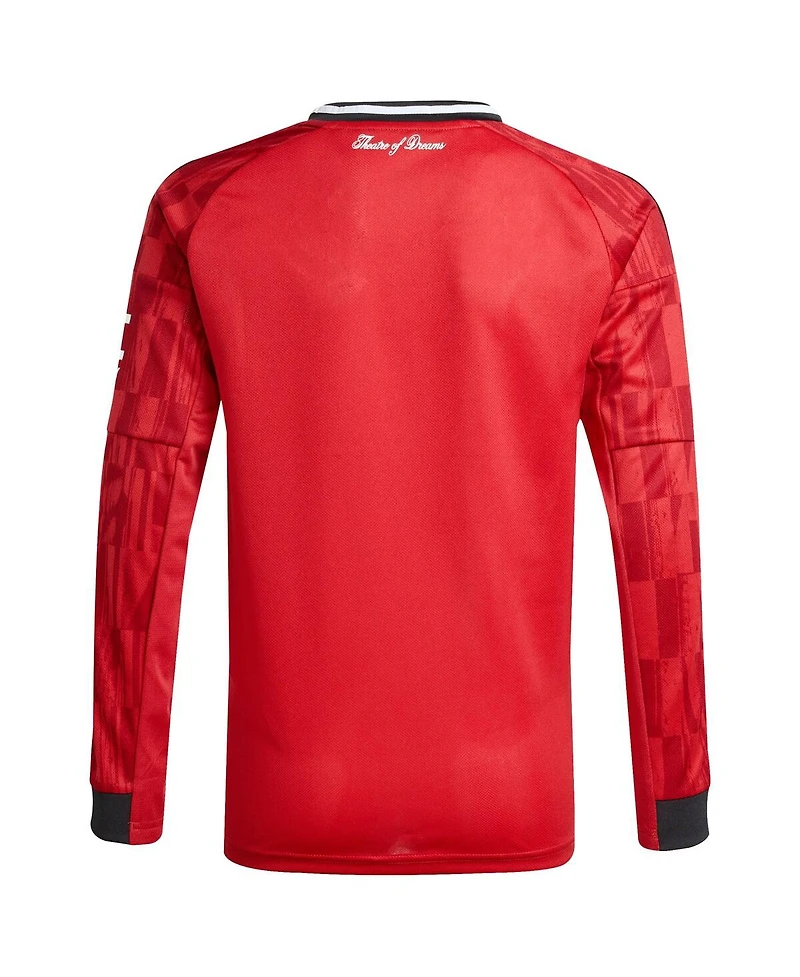 Adidas Big Boys and Girls Red Manchester United Home 2025/26 Replica Long Sleeve Jersey