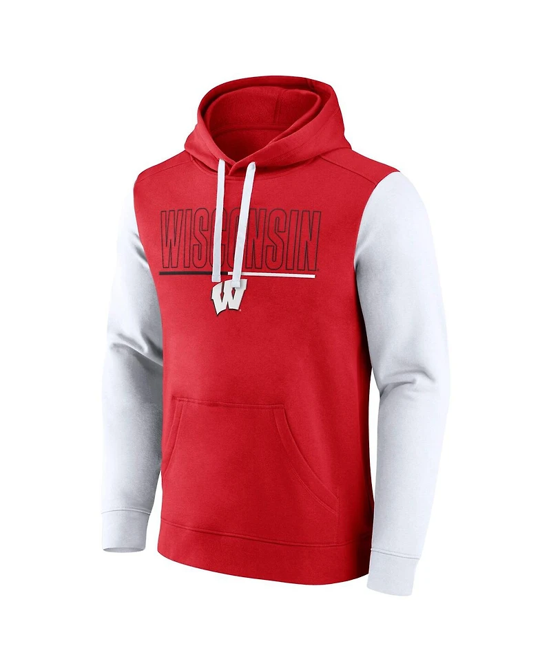 Fanatics Men's Red/White Wisconsin Badgers Outline Pullover Hoodie
