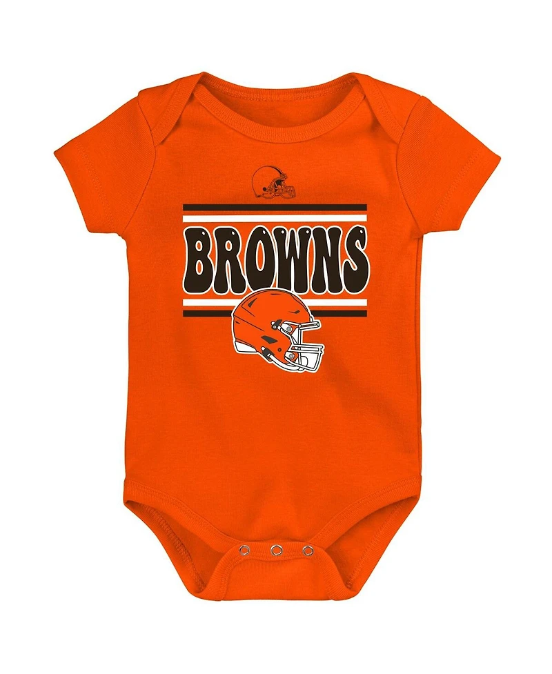 Outerstuff Baby Boys and Girls 3-Pack Cleveland Browns Play Day Bodysuit Set