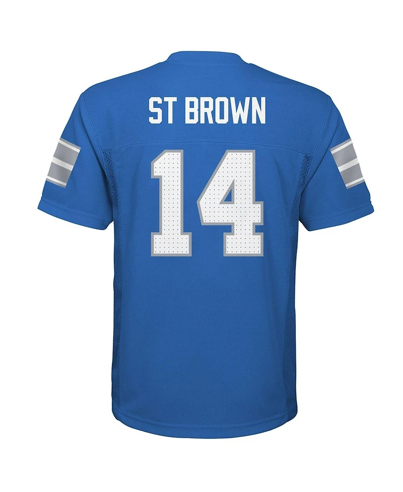Outerstuff Big Boys and Girls Amon-Ra St. Brown Blue Detroit Lions Replica Player Jersey