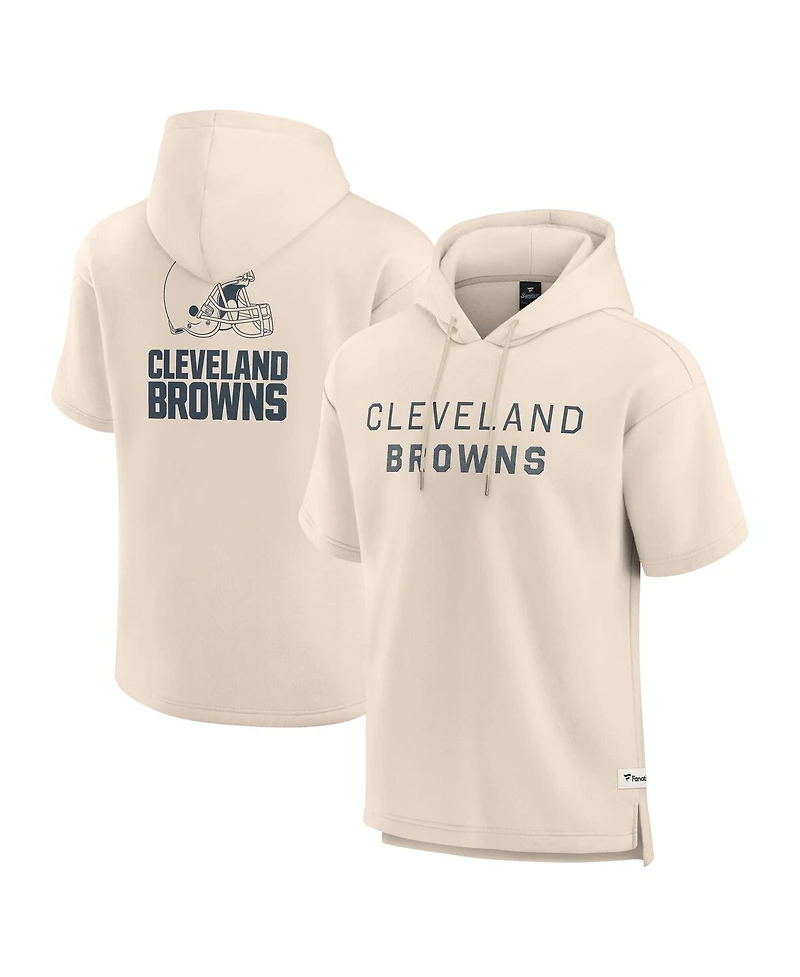 Fanatics Men's Cream Cleveland Browns Elements Future Ground Lettering Short Sleeve Pullover Hoodie