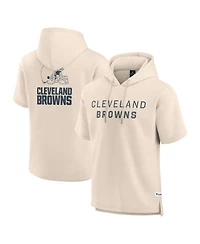 Fanatics Men's Cream Cleveland Browns Elements Future Ground Lettering Short Sleeve Pullover Hoodie