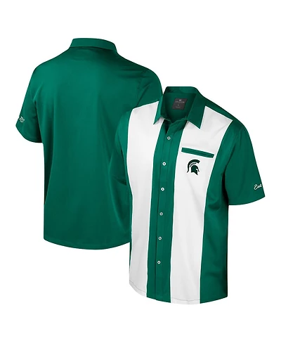 Colosseum Men's Green Michigan State Spartans Strike Bowling Button-Up Shirt