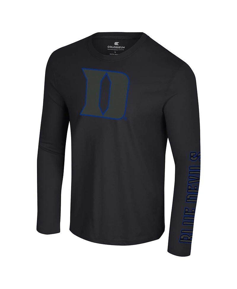 Colosseum Men's Black Duke Blue Devils Color Pop Active Blend 2-Hit Long Sleeve T-Shirt