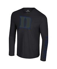 Colosseum Men's Black Duke Blue Devils Color Pop Active Blend 2-Hit Long Sleeve T-Shirt