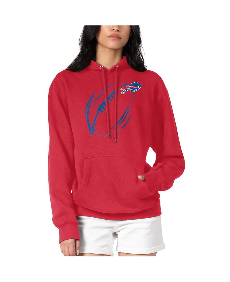 G-iii 4Her by Carl Banks Women's Red Buffalo Bills Football Logo Fleece Tri-Blend Pullover Hoodie
