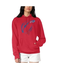 G-iii 4Her by Carl Banks Women's Red Buffalo Bills Football Logo Fleece Tri-Blend Pullover Hoodie