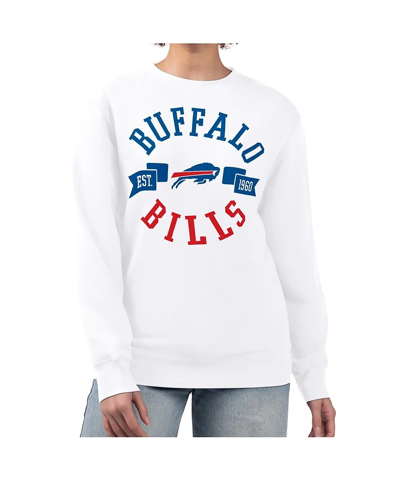 G-iii 4Her by Carl Banks Women's White Buffalo Bills Large Team Graphic Fleece Pullover Sweatshirt