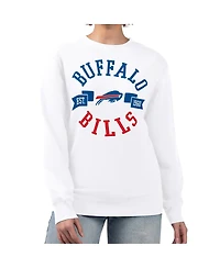 G-iii 4Her by Carl Banks Women's White Buffalo Bills Large Team Graphic Fleece Pullover Sweatshirt