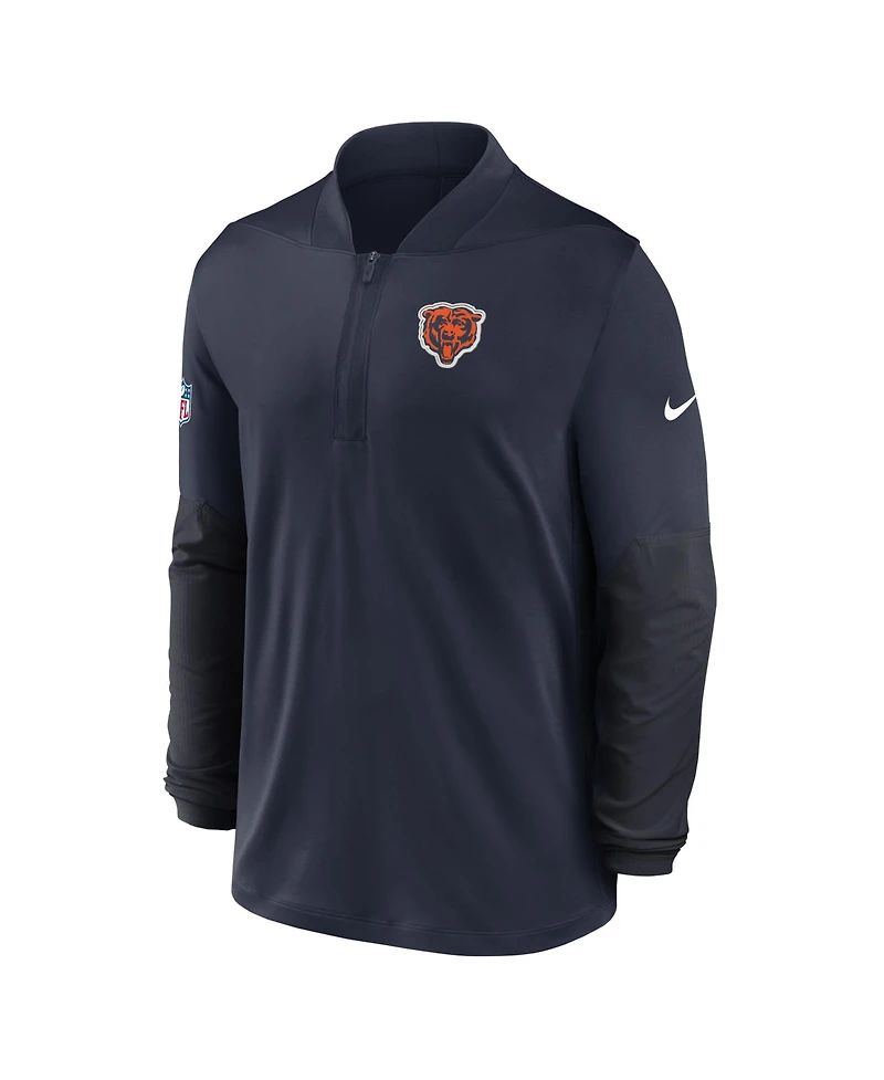 Nike Men's Navy Chicago Bears Sideline Feel the Pressure Performance Half-Zip Pullover Sweatshirt