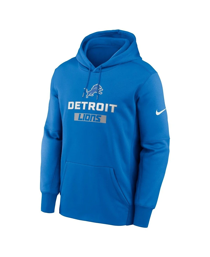 Nike Men's Blue Detroit Lions Toss Sweep Performance Pullover Hoodie