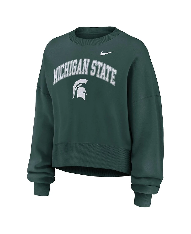 Nike Women's Green Michigan State Spartans Oversized Phoenix Arch Pullover Sweatshirt