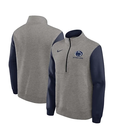 Nike Men's Heather Gray/Navy Penn State Nittany Lions Club Fleece Half-Zip Pullover Sweatshirt