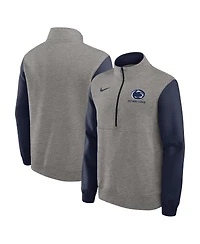 Nike Men's Heather Gray/Navy Penn State Nittany Lions Club Fleece Half-Zip Pullover Sweatshirt