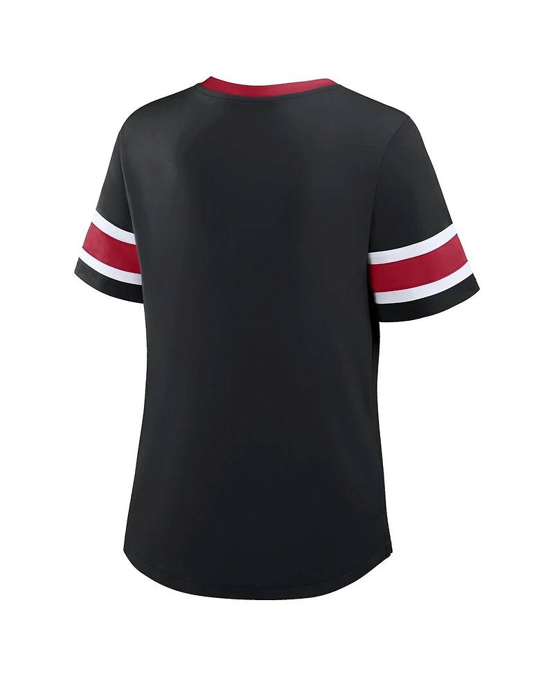 Fanatics Women's Black Atlanta Falcons Redzone Draw Play Athena Lace-Up T-Shirt