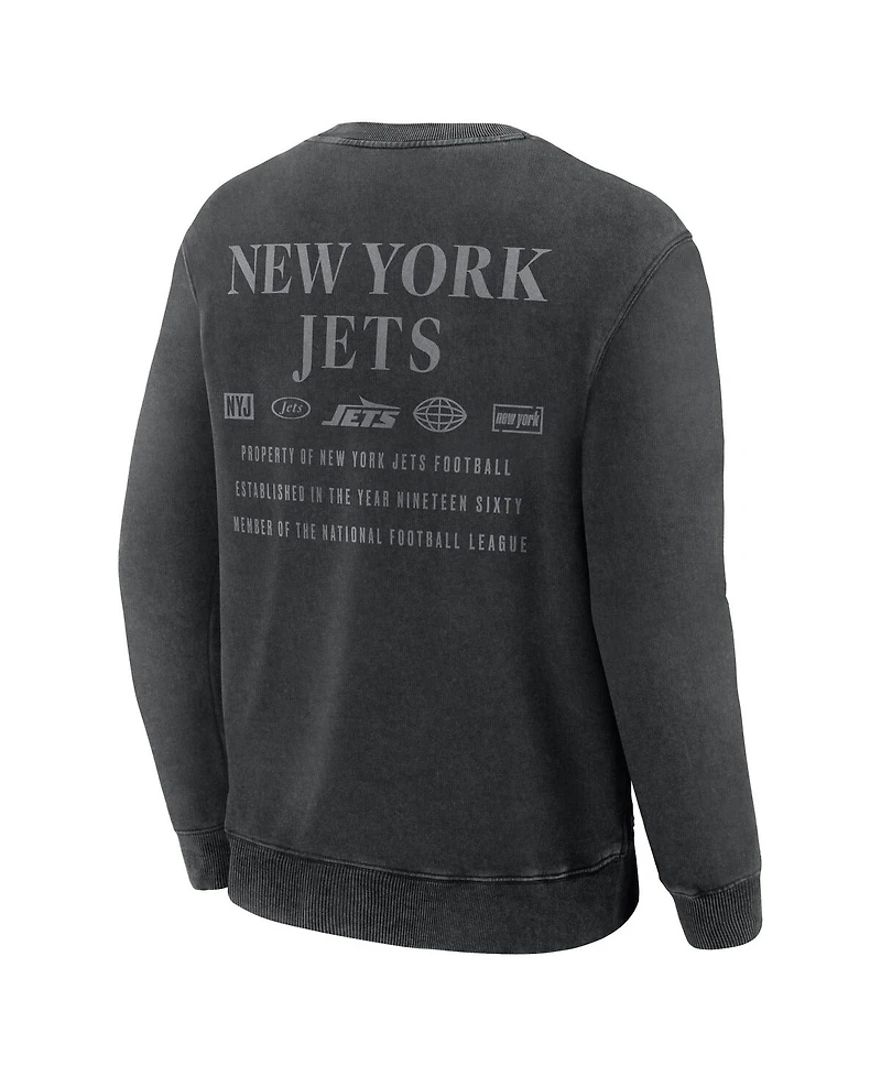 Fanatics Men's Black New York Jets Deep Route Pullover Sweatshirt