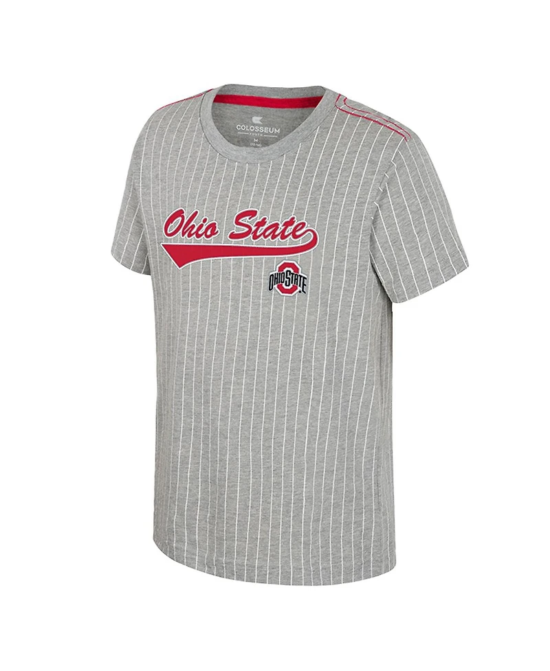 Colosseum Big Boys and Girls Heather Gray Ohio State Buckeyes Airball Baseball T-Shirt