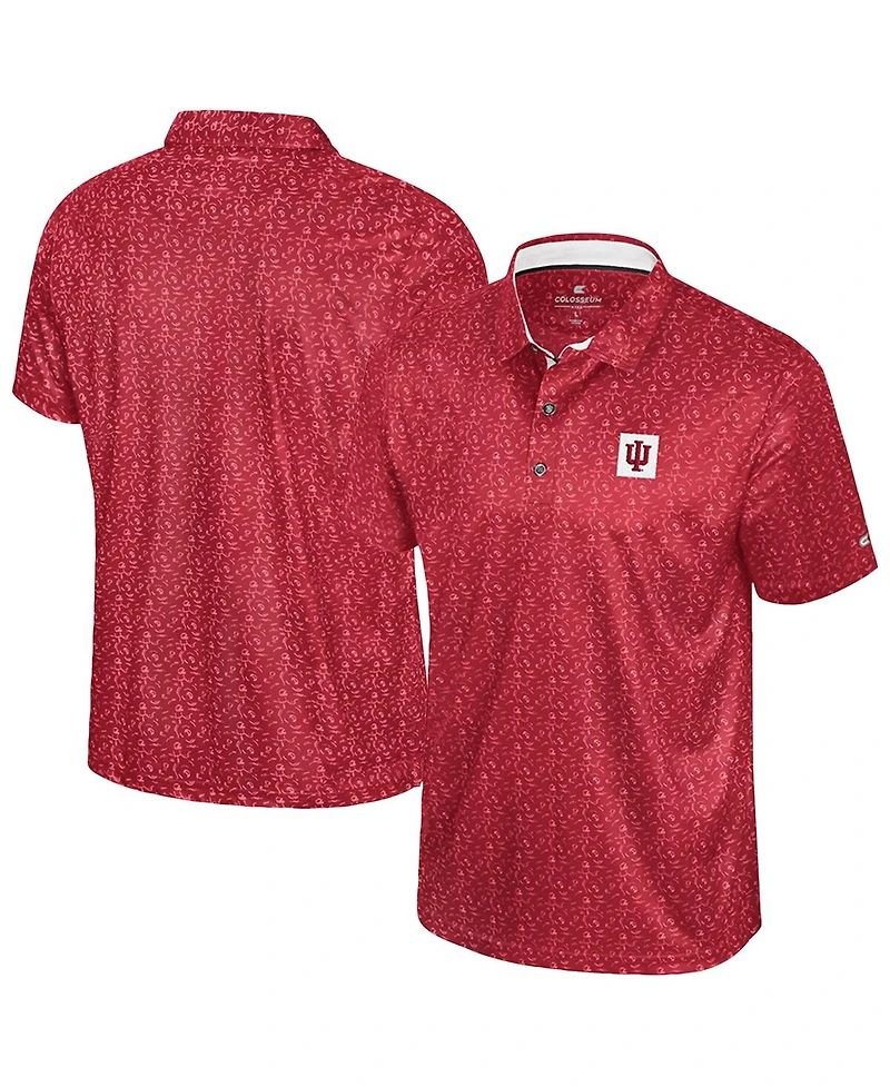 Colosseum Men's Crimson Indiana Hoosiers Football Print Polo Shirt