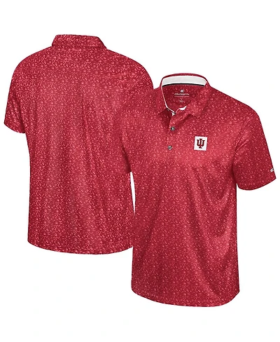 Colosseum Men's Crimson Indiana Hoosiers Football Print Polo Shirt