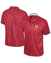 Colosseum Men's Crimson Indiana Hoosiers Football Print Polo Shirt