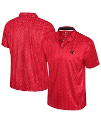 Colosseum Men's Red Louisville Cardinals Football Print Polo Shirt